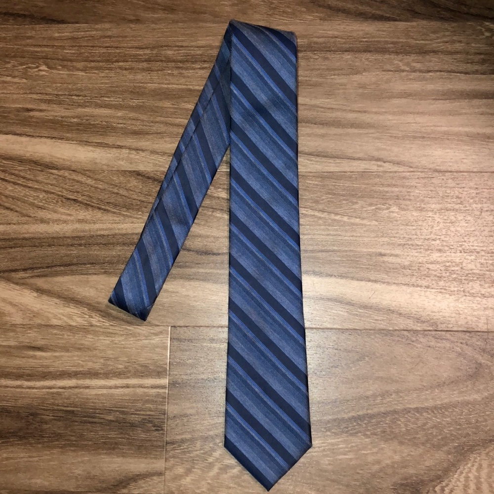 Blue and gray striped tie